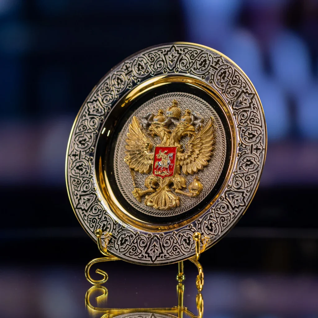 Блюдо подарочное "Герб России" арт. 928