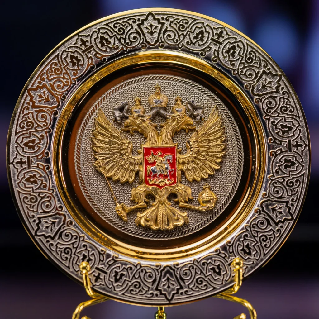 Блюдо подарочное "Герб России" арт. 928